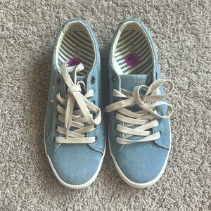 Taos "Star" Women Sneakers Size 8.4 EU 39 Light Denim Blue Lace Up & Insole